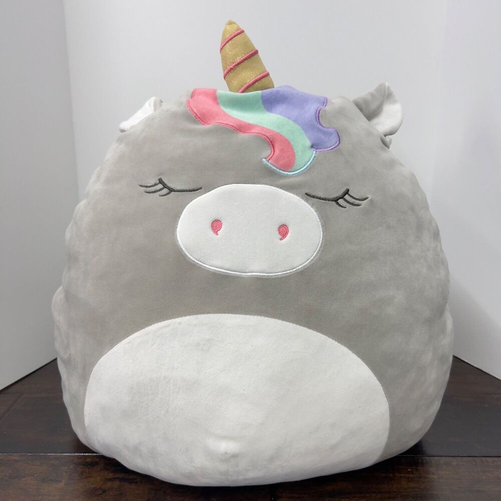 Squishmallows Feodora Caticorn 16" Large‎ Grey Unicorn Cat Plush Kellytoy 2019